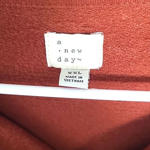 A New Day Rust Pullover Sweatshirt, Quarter Zip & Handwarmers, Size XXL,NWOT - Picture 8 of 9